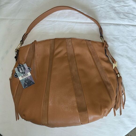 NWT Aimee Kestenberg Collection suede pebble leather Hobo Tuscany shoulder bag - Picture 3 of 7
